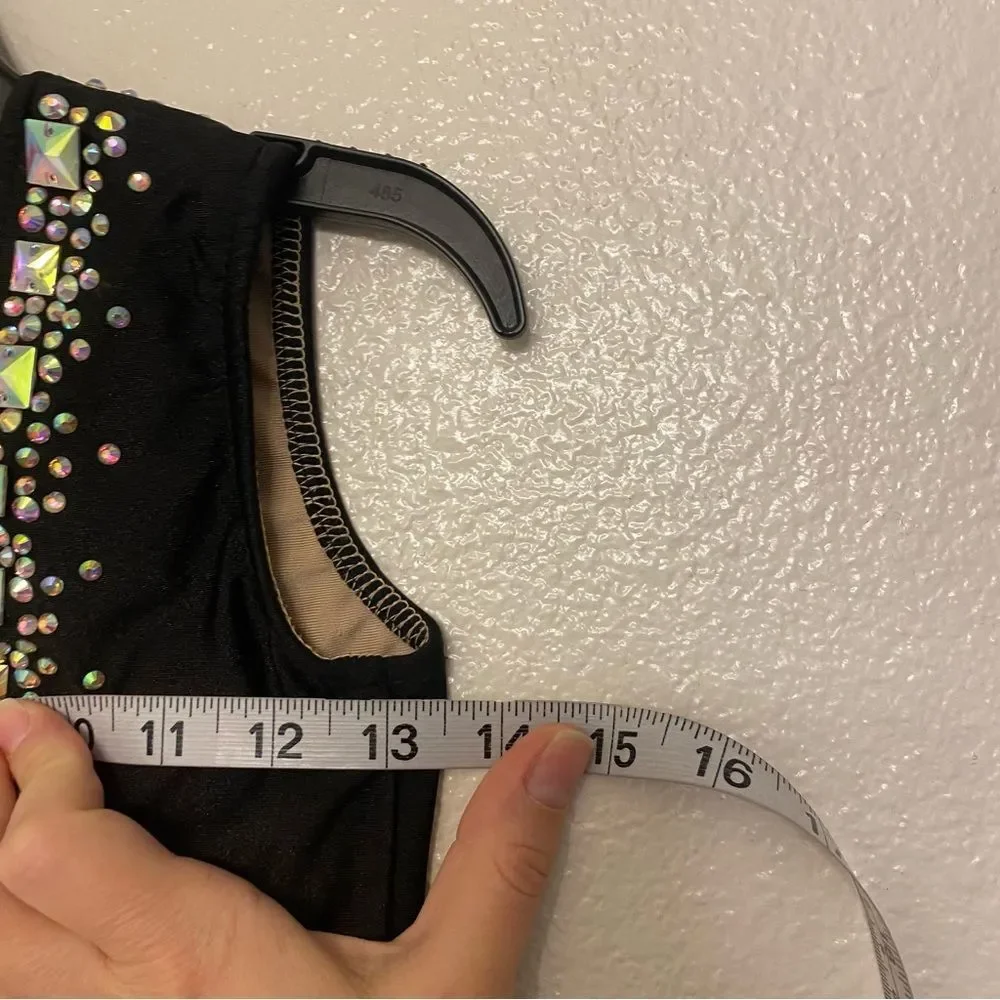 Glamour Black and White Sequin Split-Panel Dance Leotard